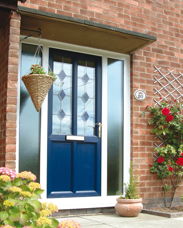 Front Door with Plants , Blue colour