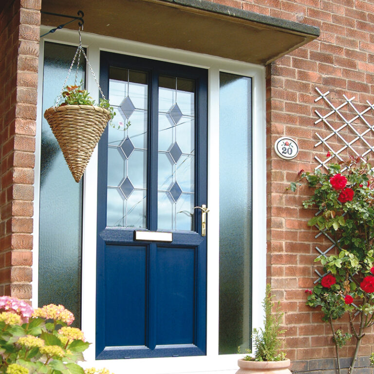 Front Door with Plants , Blue colour
